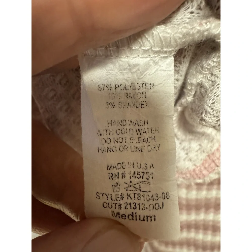 Peach Love California Women's Drop Shoulder Waffle‎ Knit Oversized V Neck Size M